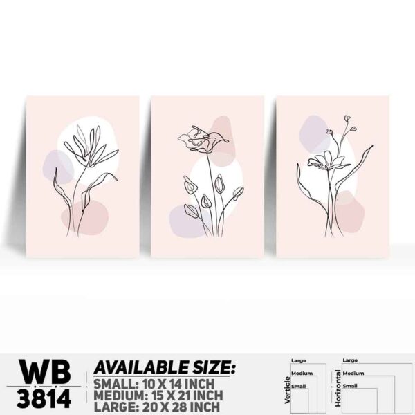 DDecorator Flower And Leaf ArtWork (Set of 3) Wall Decoration And Home Decoration PVC Wall Board And Wall Canvas - WB3814