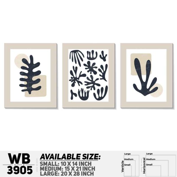 DDecorator Abstract ArtWork (Set of 3) Wall Decoration And Home Decoration PVC Wall Board And Wall Canvas - WB3905