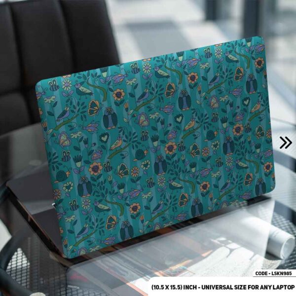 Blue Flower Pattern Floral Design Matte Finished Removable Waterproof Laptop Sticker & Laptop Skin (Including FREE Accessories) - LSKN985 - DDecorator