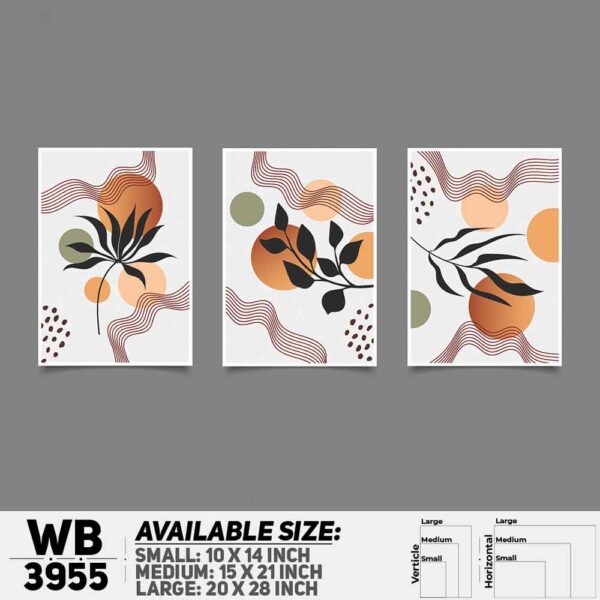 DDecorator Flower And Leaf ArtWork (Set of 3) Wall Decoration And Home Decoration PVC Wall Board And Wall Canvas - WB3955