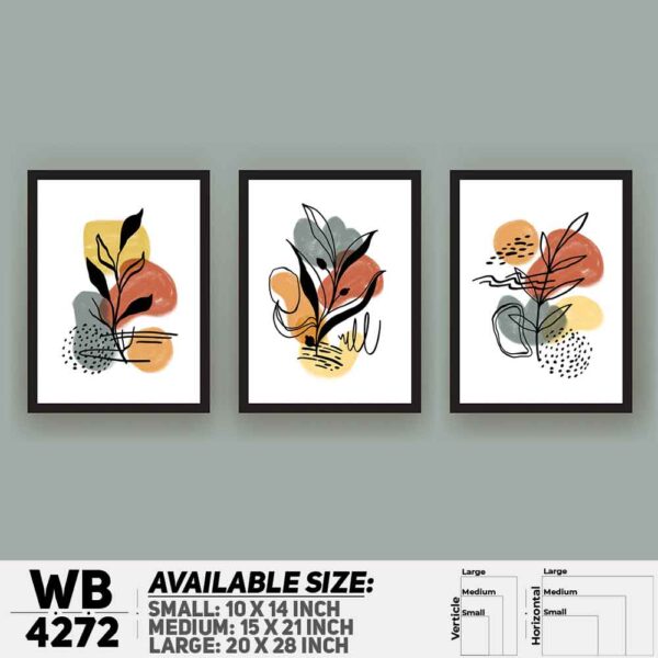 DDecorator Flower & Leaf Painting Art (Set of 3) Wall Decoration And Home Decoration PVC Wall Board And Wall Canvas - WB4272