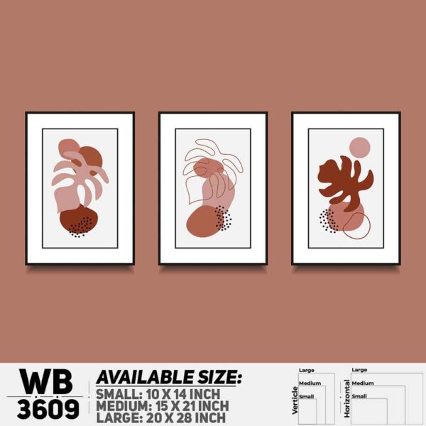 DDecorator Flower And Leaf ArtWork (Set of 3) Wall Decoration And Home Decoration PVC Wall Board And Wall Canvas - WB3609