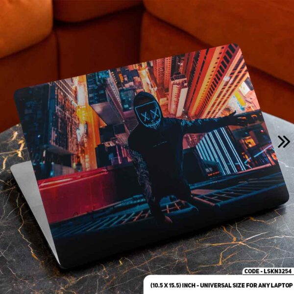 Neon Themed Boy Standing Art Illustration Matte Finished Removable Waterproof Laptop Sticker & Laptop Skin (Including FREE Accessories) - LSKN3254 - DDecorator