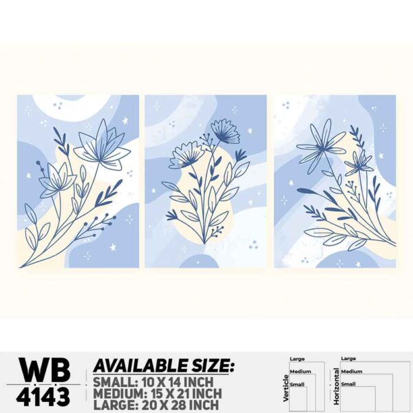 DDecorator Flower & Leaf Abstract Art (Set of 3) Wall Decoration And Home Decoration PVC Wall Board And Wall Canvas - WB4143