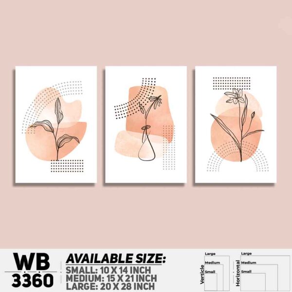DDecorator Abstract & Flower ArtWork (Set of 3) Wall Decoration And Home Decoration PVC Wall Board And Wall Canvas - WB3360