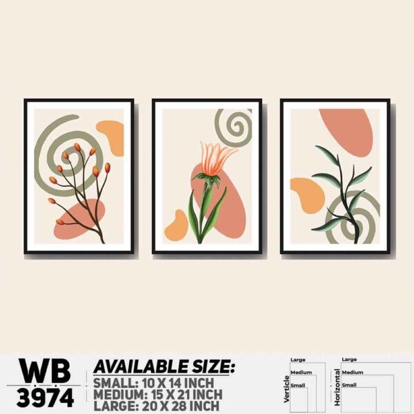 DDecorator Flower Desing Abstract Art (Set of 3) Wall Decoration And Home Decoration PVC Wall Board And Wall Canvas - WB3974