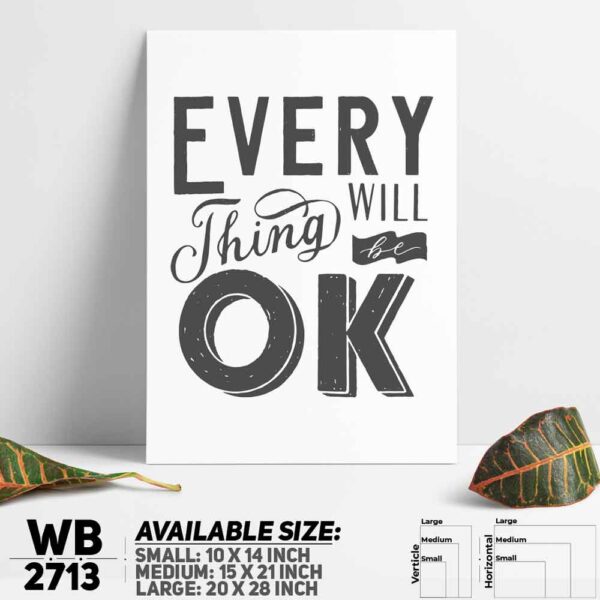 DDecorator Everything Will Be OK - Motivational Wall Decoration And Home Decoration PVC Wall Board And Wall Canvas - WB2713