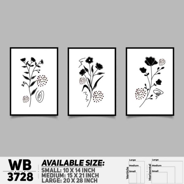 DDecorator Flower And Leaf ArtWork (Set of 3) Wall Decoration And Home Decoration PVC Wall Board And Wall Canvas - WB3728