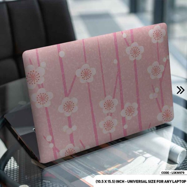 Pink Flower Pattern Floral Design Matte Finished Removable Waterproof Laptop Sticker & Laptop Skin (Including FREE Accessories) - LSKN979 - DDecorator