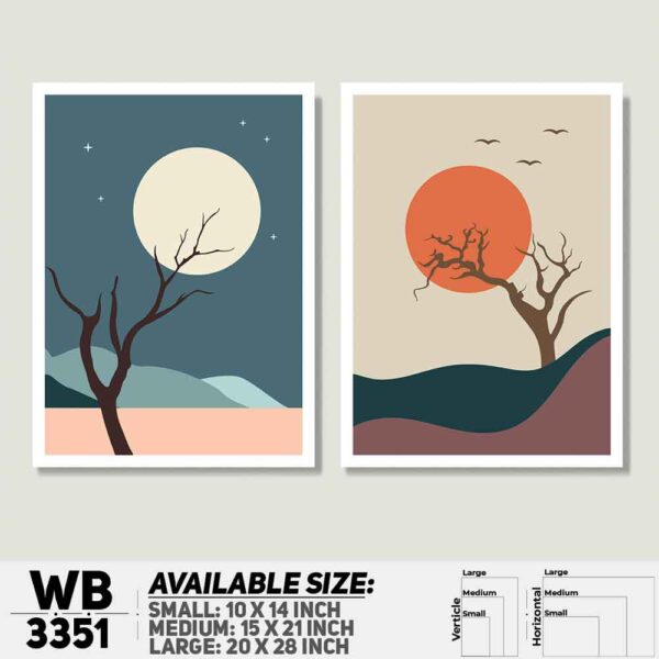 DDecorator Landscape Horizon Art (Set of 2) Wall Decoration And Home Decoration PVC Wall Board And Wall Canvas - WB3351