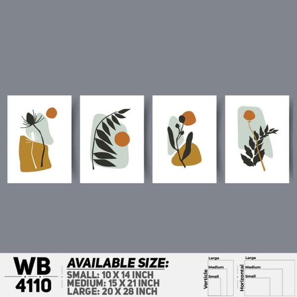 DDecorator Flower & Leaf Abstract Art (Set of 4) Wall Decoration And Home Decoration PVC Wall Board And Wall Canvas - WB4110