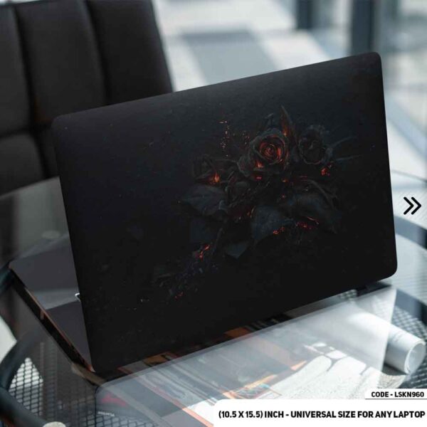 Black Rose Abstract Art Matte Finished Removable Waterproof Laptop Sticker & Laptop Skin (Including FREE Accessories) - LSKN960 - DDecorator