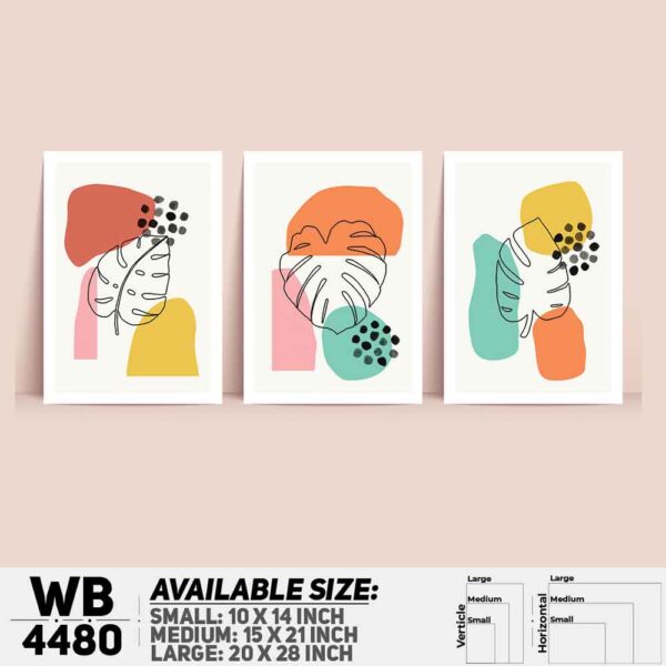 DDecorator Leaf With Abstract Art (Set of 3) Wall Decoration And Home Decoration PVC Wall Board And Wall Canvas - WB4480