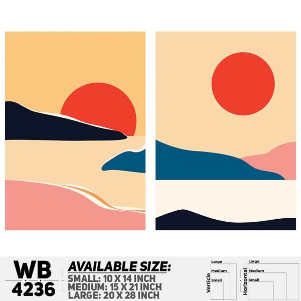 DDecorator Landscape & Horizon Design (Set of 2) Wall Decoration And Home Decoration PVC Wall Board And Wall Canvas - WB4236