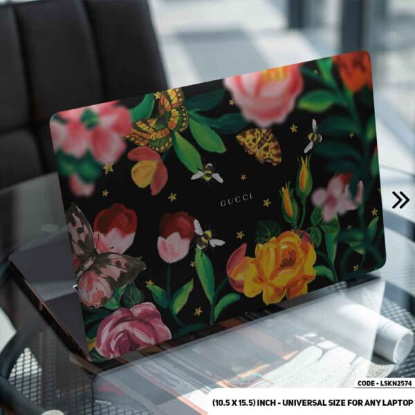 Luxury Brand Iconic Flora Design Pattern Matte Finished Removable Waterproof Laptop Sticker & Laptop Skin (Including FREE Accessories) - LSKN2574 - DDecorator