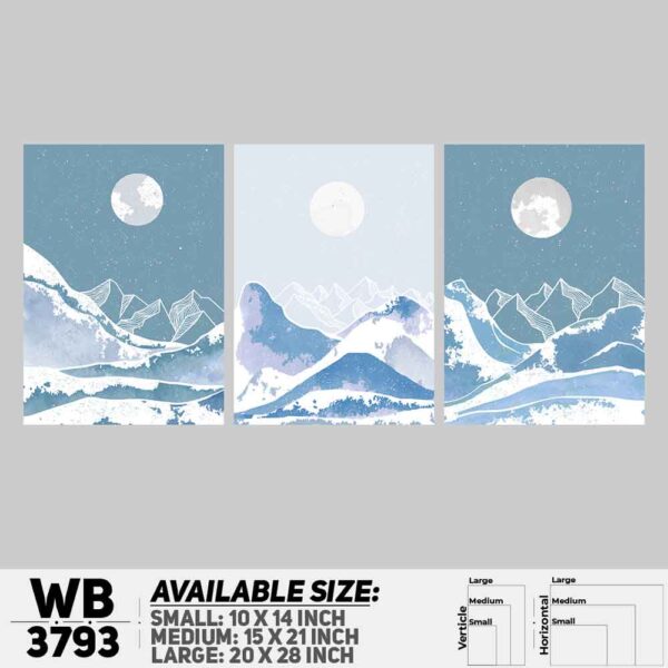 DDecorator Landscape Horizon Art (Set of 3) Wall Decoration And Home Decoration PVC Wall Board And Wall Canvas - WB3793