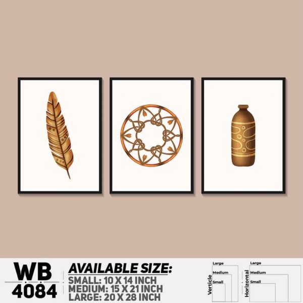 DDecorator Feather & Vase Abstract Art (Set of 3) Wall Decoration And Home Decoration PVC Wall Board And Wall Canvas - WB4084