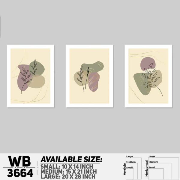 DDecorator Flower And Leaf ArtWork (Set of 3) Wall Decoration And Home Decoration PVC Wall Board And Wall Canvas - WB3664