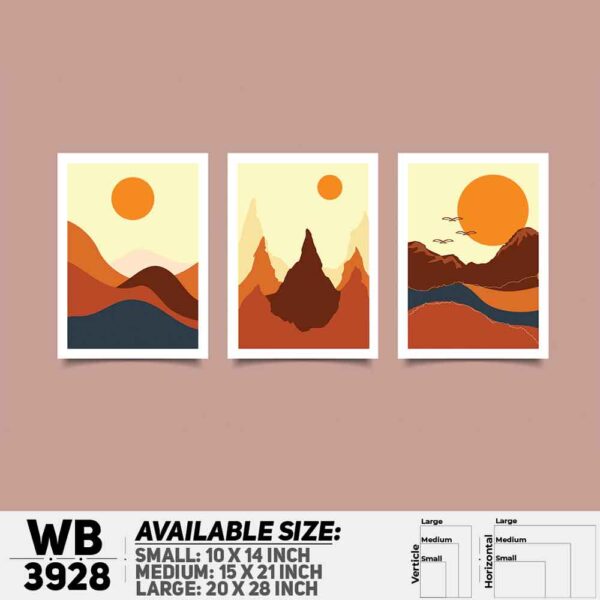DDecorator Landscape Horizon Art (Set of 3) Wall Decoration And Home Decoration PVC Wall Board And Wall Canvas - WB3928