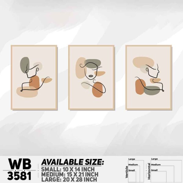 DDecorator Abstract Line Art (Set of 3) Wall Decoration And Home Decoration PVC Wall Board And Wall Canvas - WB3581