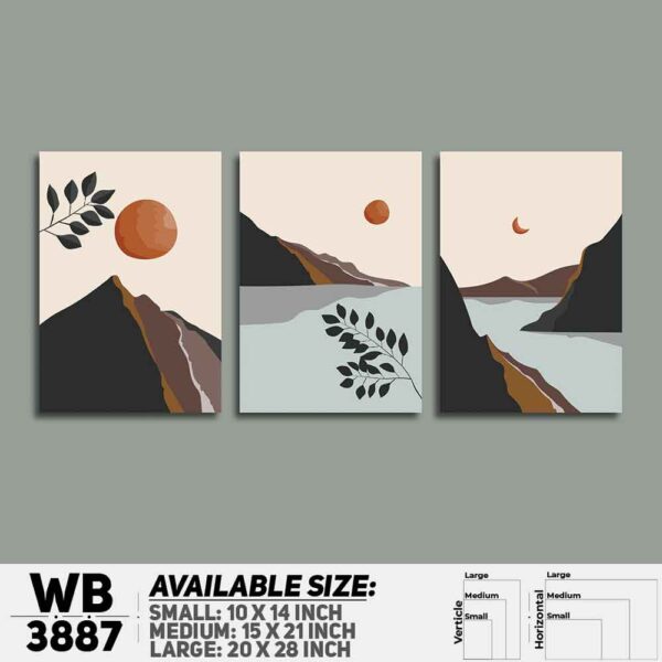DDecorator Landscape Horizon Art (Set of 3) Wall Decoration And Home Decoration PVC Wall Board And Wall Canvas - WB3887