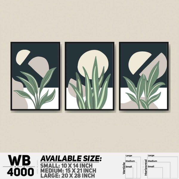 DDecorator Flower & Leaf Abstract Art (Set of 3) Wall Decoration And Home Decoration PVC Wall Board And Wall Canvas - WB4000