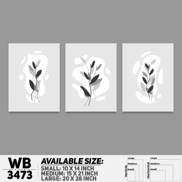 DDecorator Flower And Leaf ArtWork (Set of 3) Wall Decoration And Home Decoration PVC Wall Board And Wall Canvas - WB3473