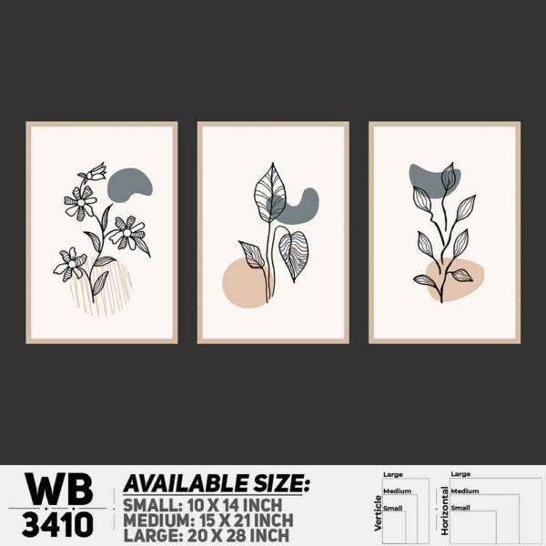 DDecorator Flower And Leaf ArtWork (Set of 3) Wall Decoration And Home Decoration PVC Wall Board And Wall Canvas - WB3410