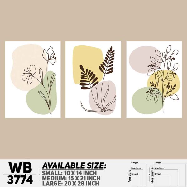 DDecorator Flower And Leaf ArtWork (Set of 3) Wall Decoration And Home Decoration PVC Wall Board And Wall Canvas - WB3774