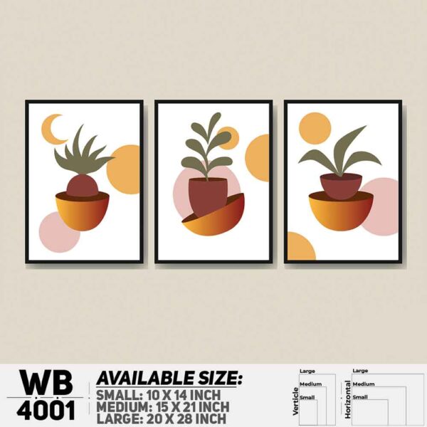 DDecorator Flower & Leaf Abstract Art (Set of 3) Wall Decoration And Home Decoration PVC Wall Board And Wall Canvas - WB4001