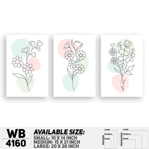 DDecorator Flower & Leaf (Set of 3) Wall Decoration And Home Decoration PVC Wall Board And Wall Canvas - WB4160