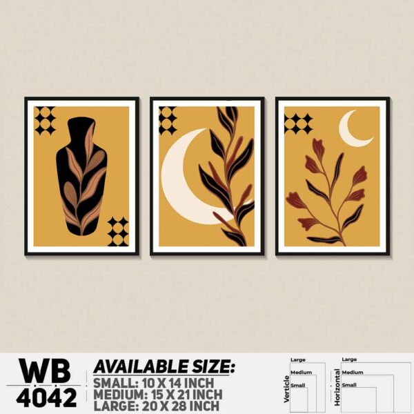 DDecorator Leaf With Abstract Art (Set of 3) Wall Decoration And Home Decoration PVC Wall Board And Wall Canvas - WB4042