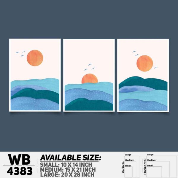 DDecorator Landscape & Horizon Design (Set of 3) Wall Decoration And Home Decoration PVC Wall Board And Wall Canvas - WB4383