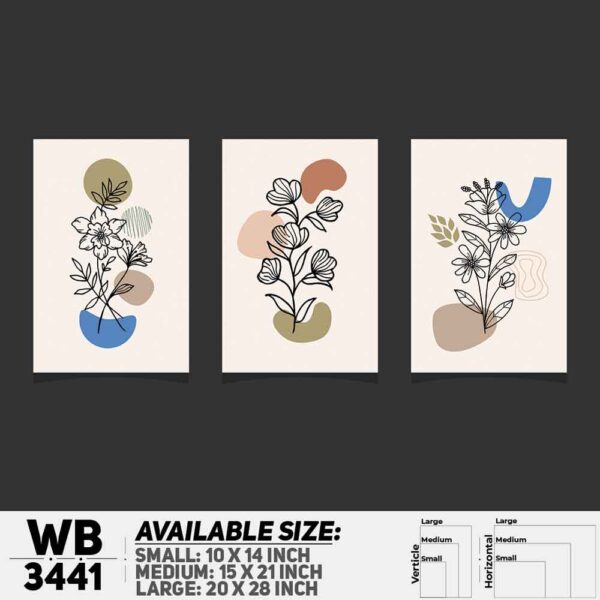 DDecorator Flower And Leaf ArtWork (Set of 3) Wall Decoration And Home Decoration PVC Wall Board And Wall Canvas - WB3441