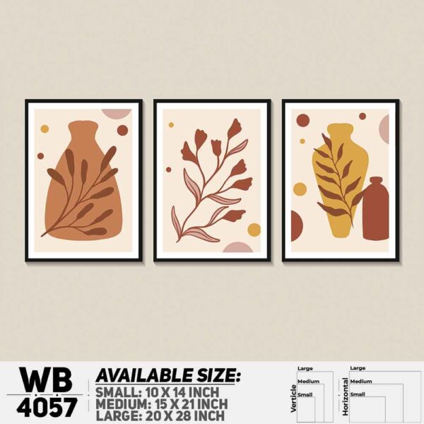 DDecorator Flower & Leaf Abstract Art (Set of 3) Wall Decoration And Home Decoration PVC Wall Board And Wall Canvas - WB4057