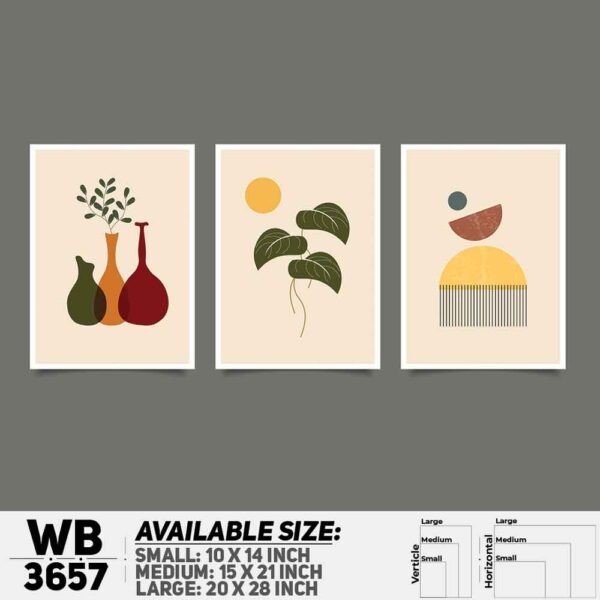 DDecorator Flower And Leaf ArtWork (Set of 3) Wall Decoration And Home Decoration PVC Wall Board And Wall Canvas - WB3657