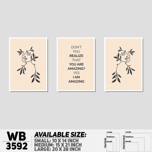 DDecorator Motivational & Line Art (Set of 3) Wall Decoration And Home Decoration PVC Wall Board And Wall Canvas - WB3592