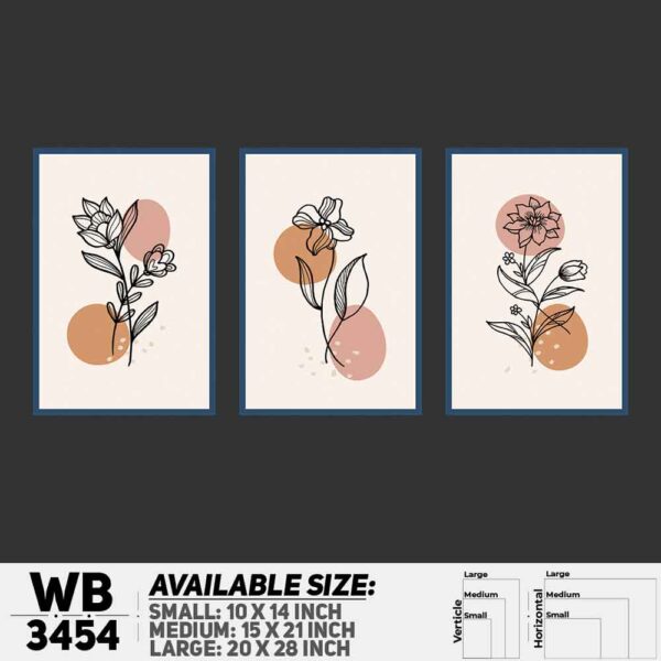 DDecorator Flower And Leaf ArtWork (Set of 3) Wall Decoration And Home Decoration PVC Wall Board And Wall Canvas - WB3454