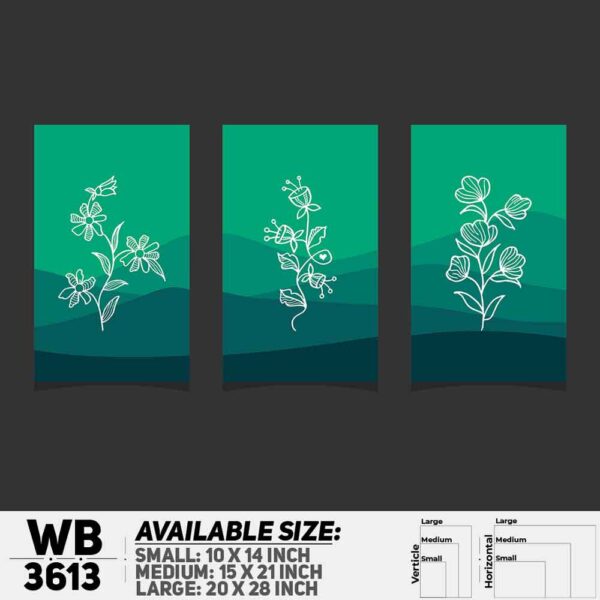 DDecorator Flower And Leaf ArtWork (Set of 3) Wall Decoration And Home Decoration PVC Wall Board And Wall Canvas - WB3613