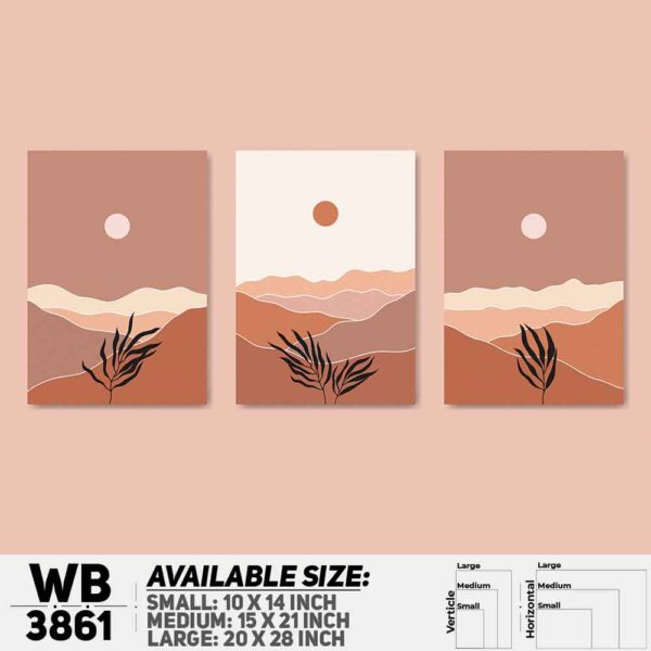 DDecorator Landscape Horizon Art (Set of 3) Wall Decoration And Home Decoration PVC Wall Board And Wall Canvas - WB3861