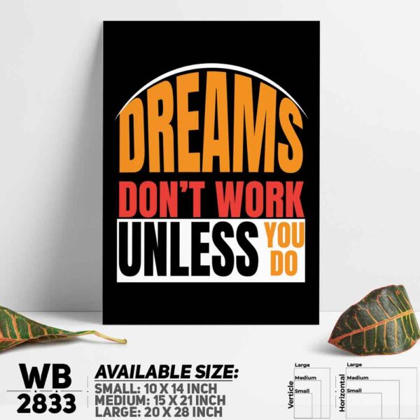 DDecorator Dreams Don't Word Unless You Do - Motivational Wall Decoration And Home Decoration PVC Wall Board And Wall Canvas - WB2833