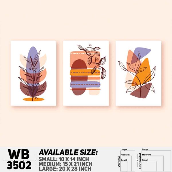DDecorator Flower And Leaf ArtWork (Set of 3) Wall Decoration And Home Decoration PVC Wall Board And Wall Canvas - WB3502