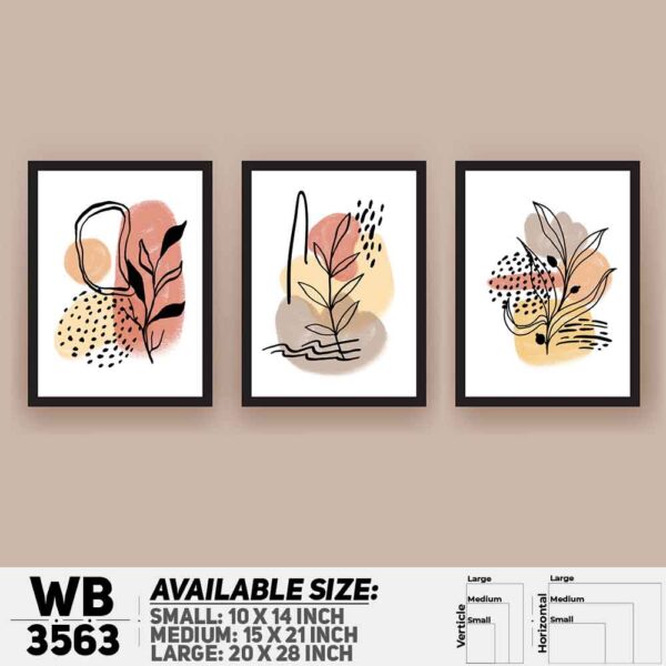 DDecorator Flower And Leaf ArtWork (Set of 3) Wall Decoration And Home Decoration PVC Wall Board And Wall Canvas - WB3563