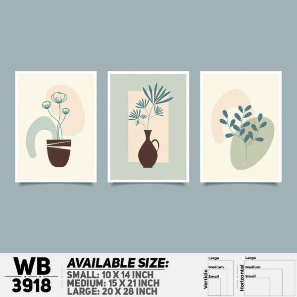 DDecorator Flower And Leaf ArtWork (Set of 3) Wall Decoration And Home Decoration PVC Wall Board And Wall Canvas - WB3918