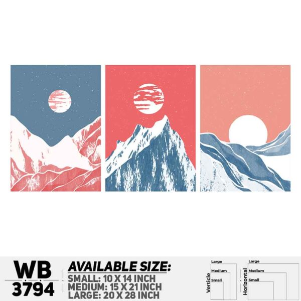 DDecorator Landscape Horizon Art (Set of 3) Wall Decoration And Home Decoration PVC Wall Board And Wall Canvas - WB3794