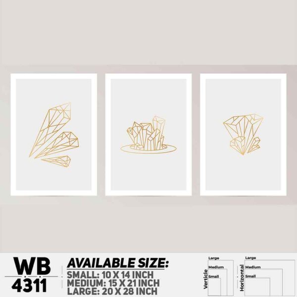 DDecorator Abstract Art (Set of 3) Wall Decoration And Home Decoration PVC Wall Board And Wall Canvas - WB4311