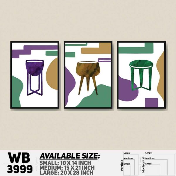 DDecorator Creative Abstract Art (Set of 3) Wall Decoration And Home Decoration PVC Wall Board And Wall Canvas - WB3999