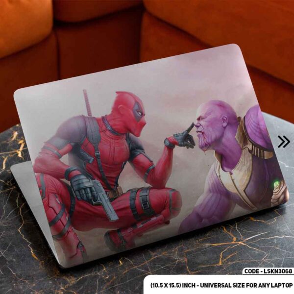 Deadpool & Thanos Playing Matte Finished Removable Waterproof Laptop Sticker & Laptop Skin (Including FREE Accessories) - LSKN3068 - DDecorator