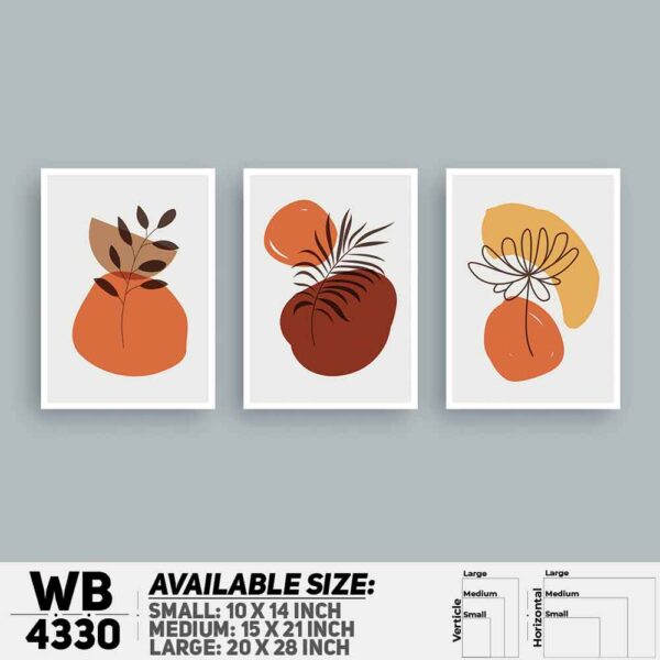 DDecorator Flower & Leaf Abstract Art (Set of 3) Wall Decoration And Home Decoration PVC Wall Board And Wall Canvas - WB4330