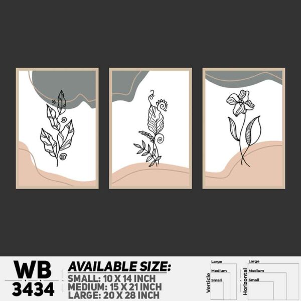 DDecorator Flower And Leaf ArtWork (Set of 3) Wall Decoration And Home Decoration PVC Wall Board And Wall Canvas - WB3434